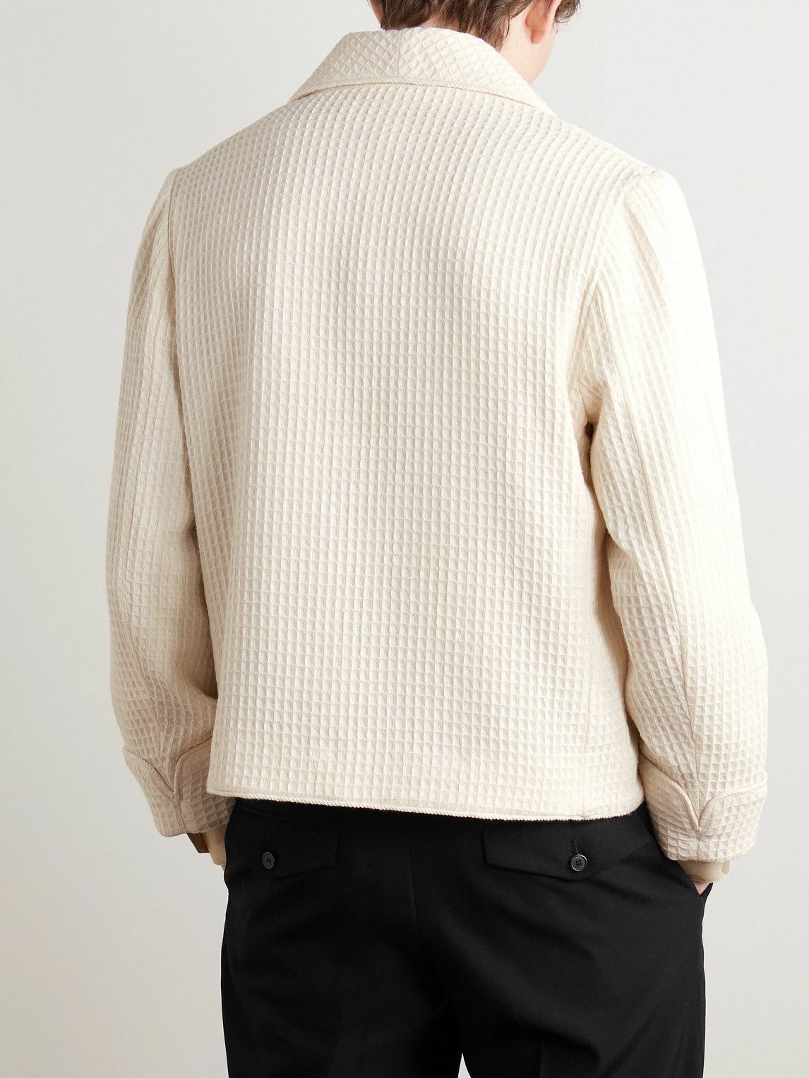 BODE - Shawl-Collar Embellished Waffle-Knit Cotton Blazer - Neutrals