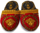 Versace Red & Black I Heart Baroque Slippers