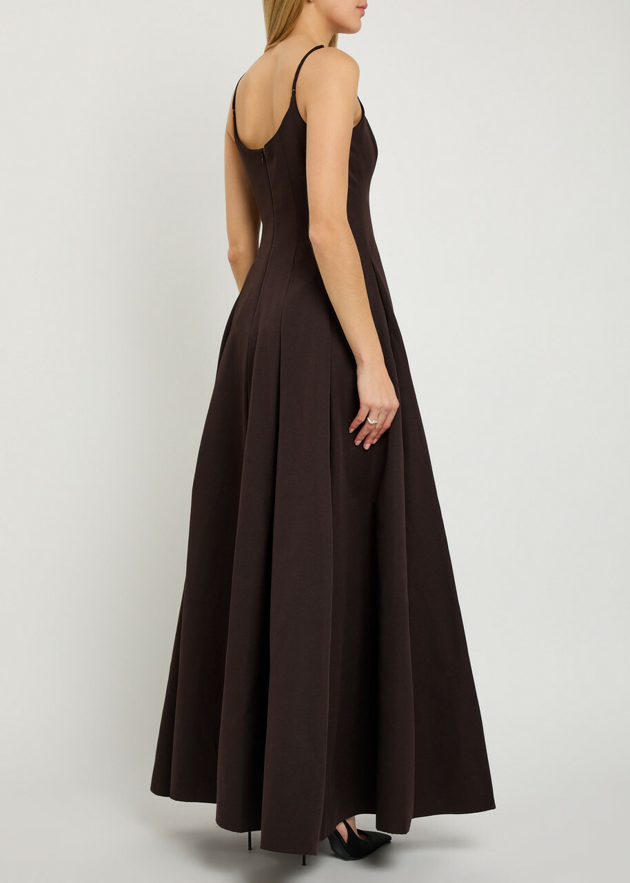 Staud Joy Cotton-blend Maxi Dress Brown