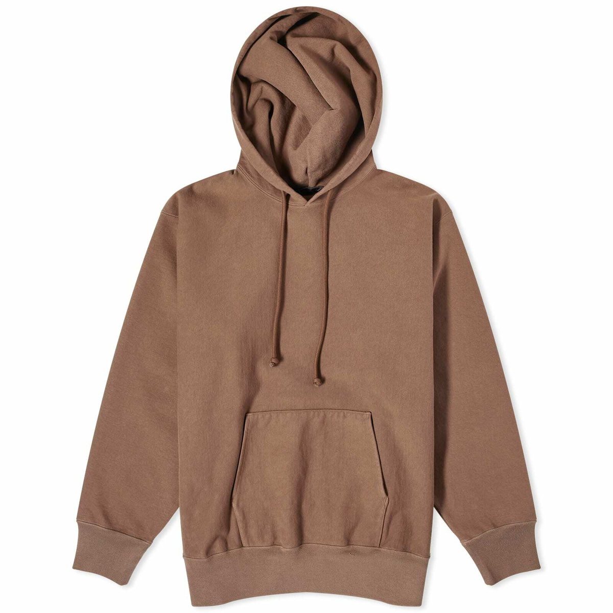 Auralee Men's Super Milled Popover Hoodie in Brown Auralee