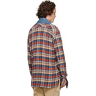 Greg Lauren Blue and Red Western Kimono Shirt