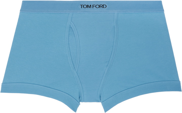 Photo: TOM FORD Blue Cotton Stretch Jersey Boxer Briefs