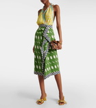 Dries Van Noten Printed halterneck silk satin midi dress