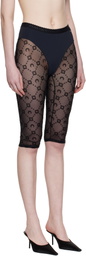 Marine Serre Black Moonogram Mesh Flock Capri Leggings