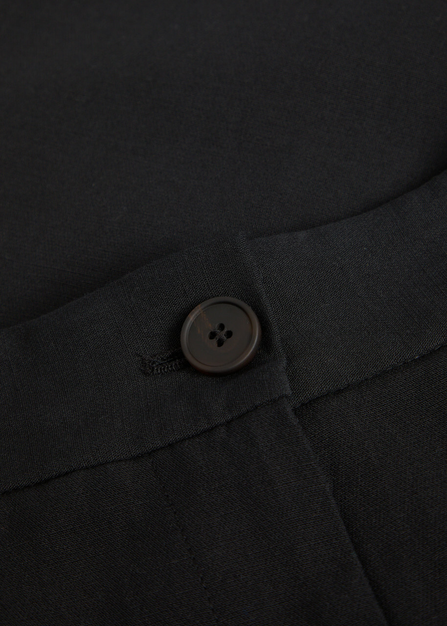 Studio Nicholson Barrel-leg Cotton and Linen-blend Trousers Black