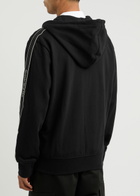 Alexander Mcqueen Taping Logo Hooded Cotton Sweatshirt Black