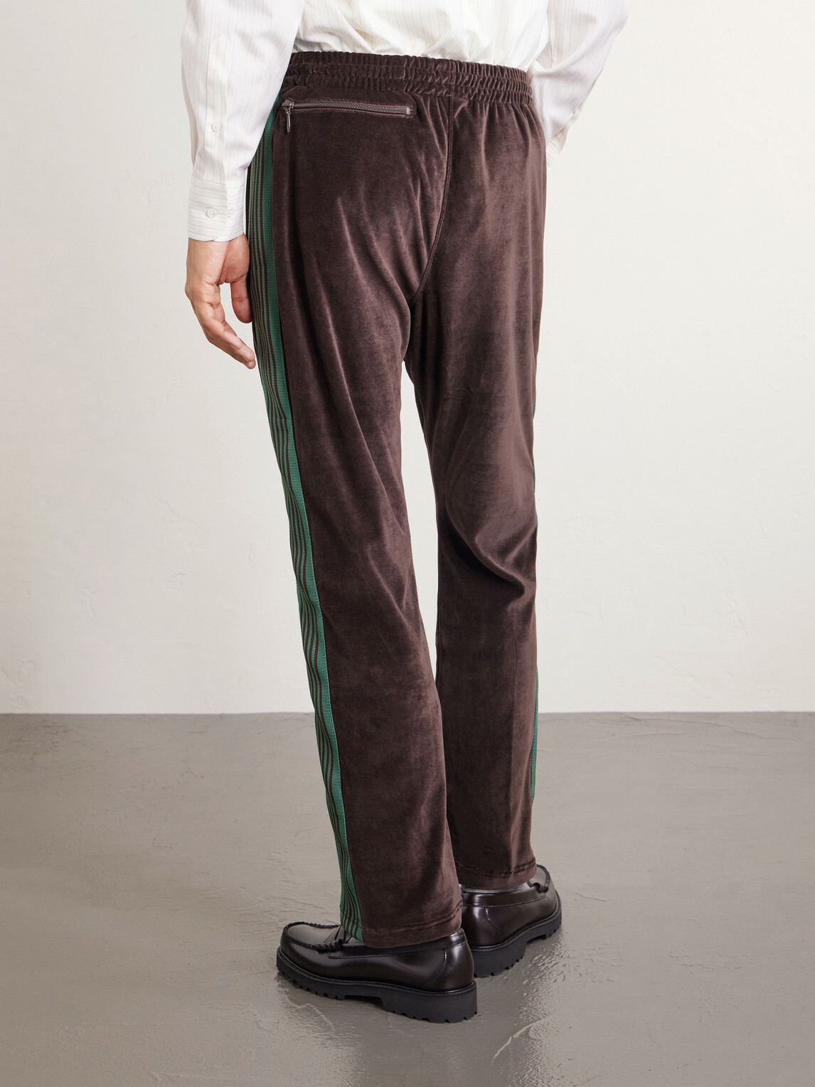 Needles - Bootcut Logo-Embroidered Striped Velour Track Pants - Brown