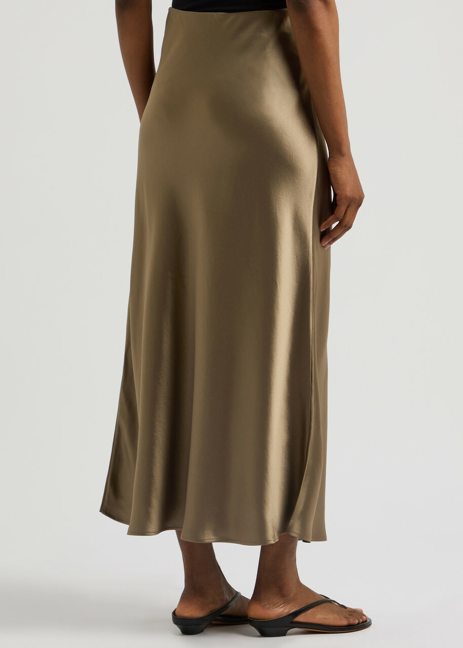 BY Malene Birger Boshan Satin Midi Skirt Light Brown