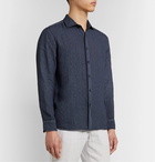 120% - Garment-Dyed Striped Linen Shirt - Blue