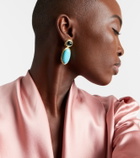Octavia Elizabeth Bermuda Blue 18kt gold drop earrings with turquoise, tourmaline, and diamonds