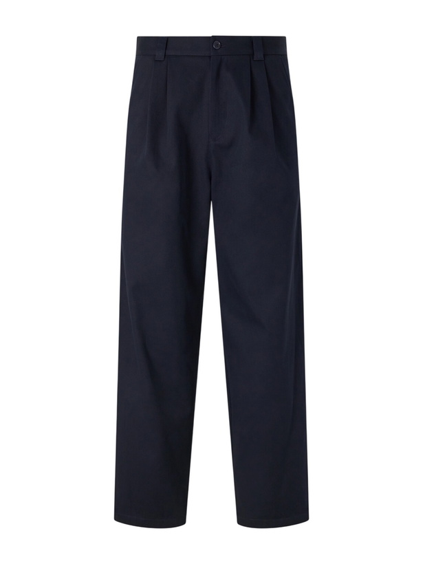 Photo: A.P.C. - Ricky Straight-Leg Pleated Organic Cotton Trousers - Blue