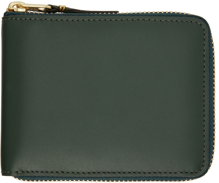 Photo: COMME des GARÇONS WALLETS Green Leather Classic Zip Wallet