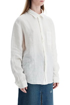 A. P.C. camicia unisex in lino bianco sporco eleganza minimalista White