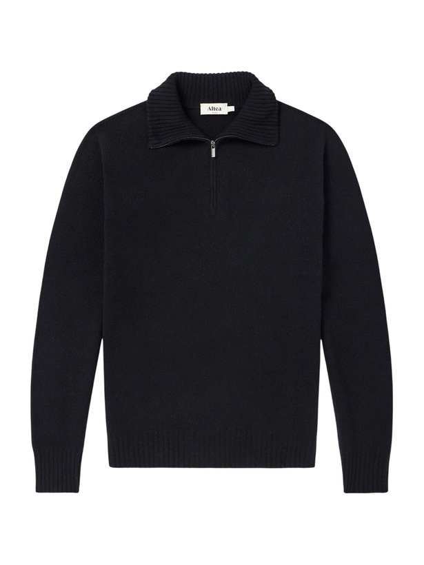 Photo: Altea - Half-Zip Virgin Wool Sweater - Black