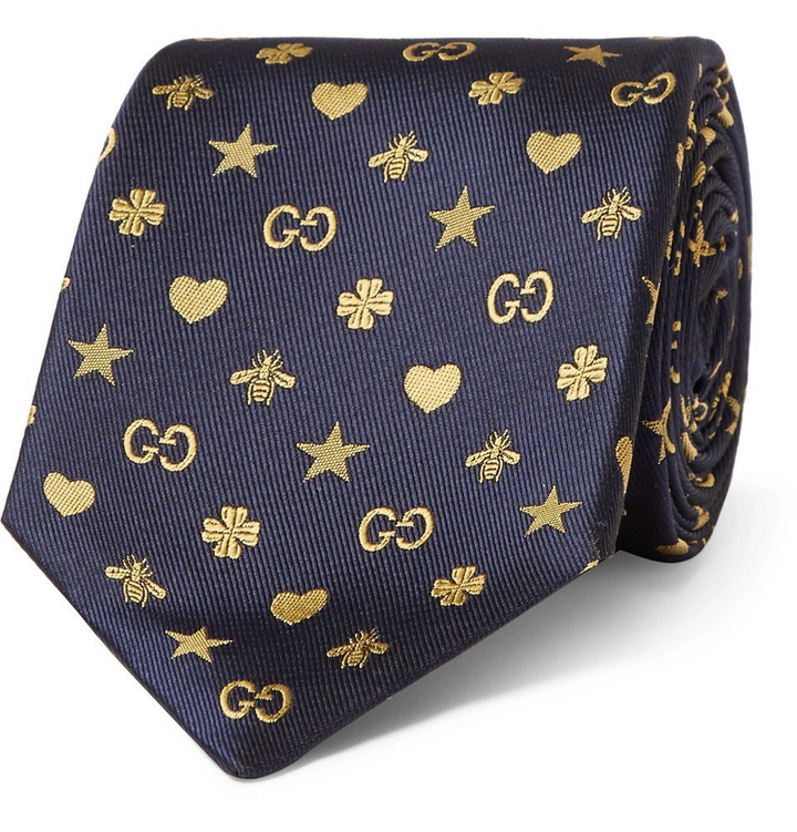 Photo: Gucci - 7cm Logo-Jacquard Silk Tie - Men - Navy