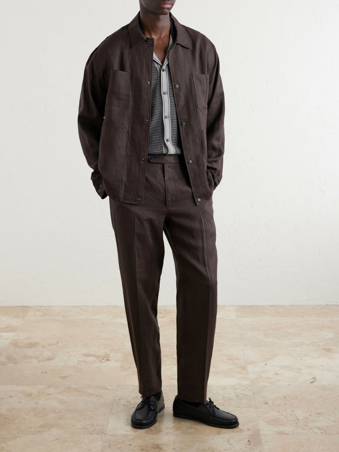 Rag & Bone - Evan Straight-Leg Pleated Linen Trousers - Brown