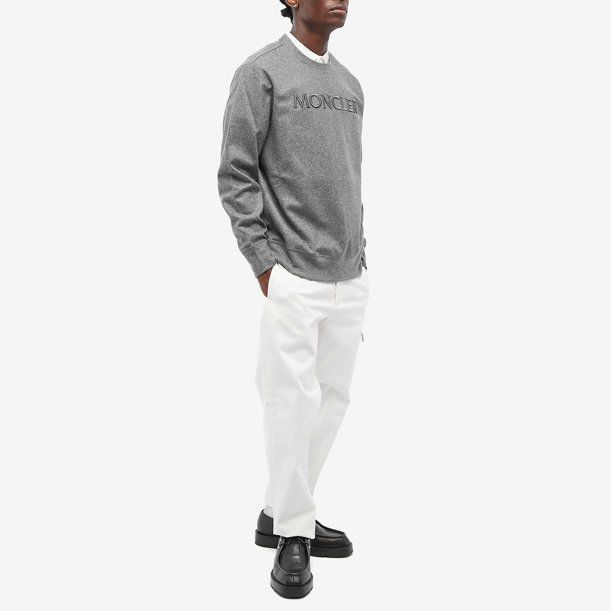 Moncler Men's Embroidered Logo Sweater in Grey Moncler