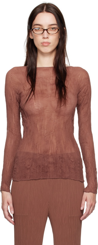 Photo: ISSEY MIYAKE Brown Chiffon Twist 2 T-shirt
