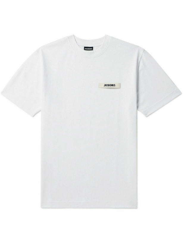Photo: Jacquemus - Grosgrain-Trimmed Logo-Embroidered Cotton-Jersey T-shirt - White