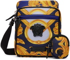 Versace Blue & Gold Printed Bag