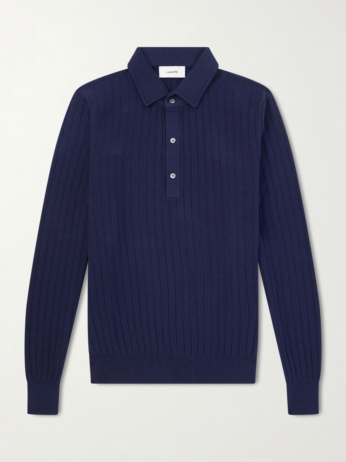 Lardini - Ribbed Cotton Polo Shirt - Blue