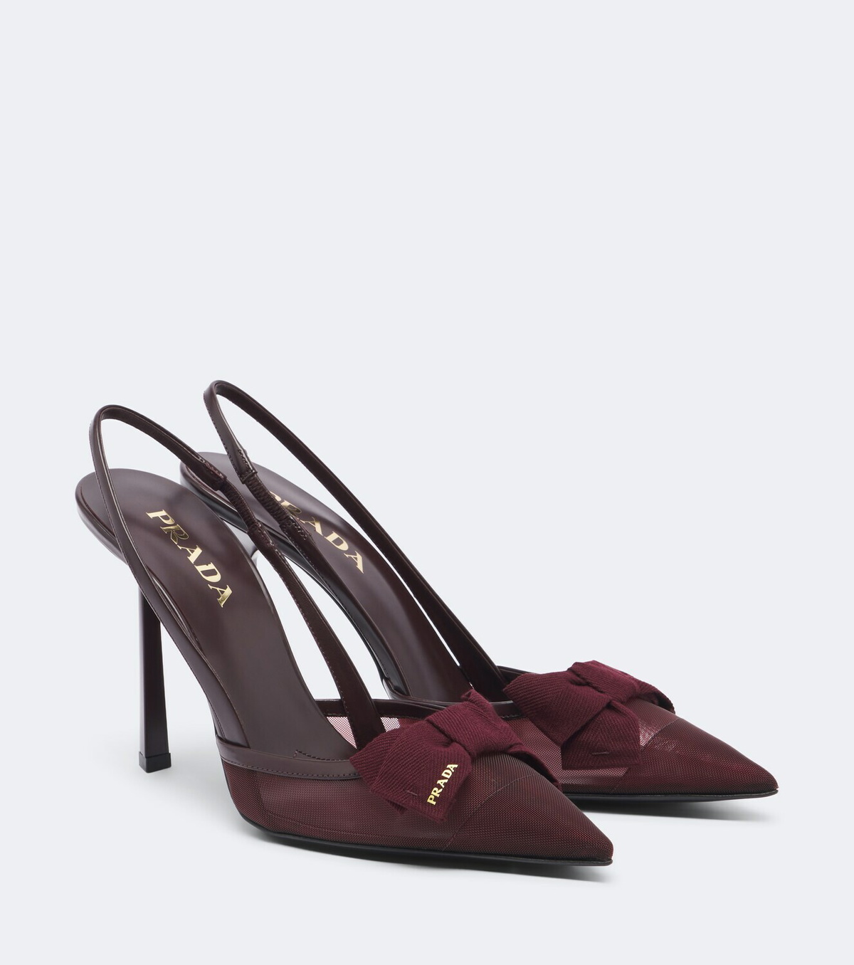 Prada Bow-detail mesh slingback pumps