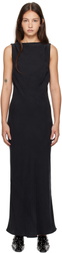 St. Agni Black Draped Cowl Midi Dress