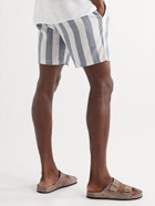 Club Monaco - Baxter Striped Linen-Blend Shorts - Blue