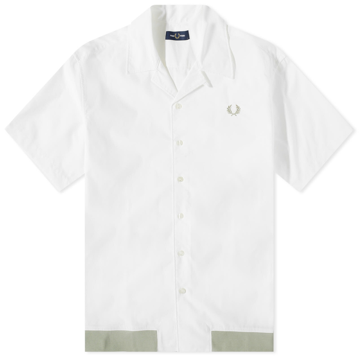 Fred Perry Authentic Men's Ribbed Hem Vacation Shirt in Snow White