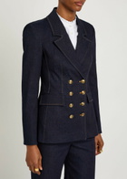 Veronica Beard Claude Dickey Double-breasted Denim Blazer Dark Blue