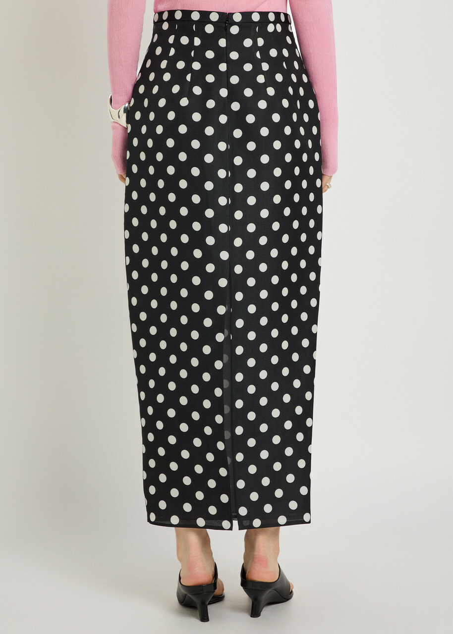 Khaite Winton Polka-dot Silk Midi Skirt Black And White
