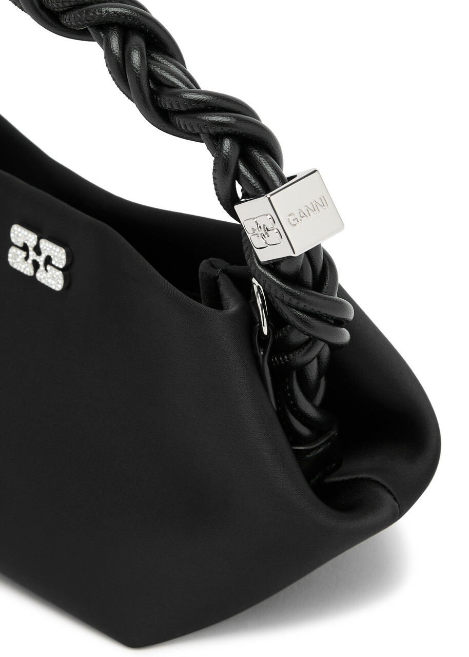 Ganni Bou Mini Embellished Satin top Handle bag - Black - One Size