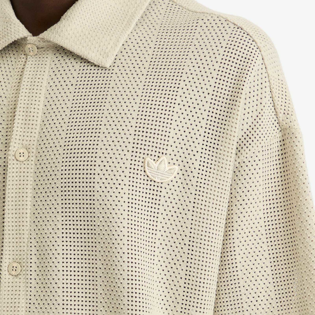 Adidas Men's Summer Knit Shooting Long-Sleeve Top in Putty Grey/Wonder White