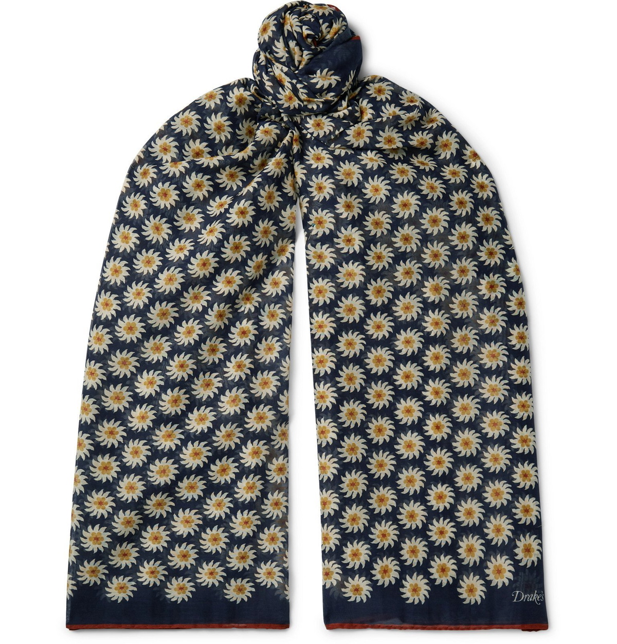 Printed cotton and silk-blend scarf