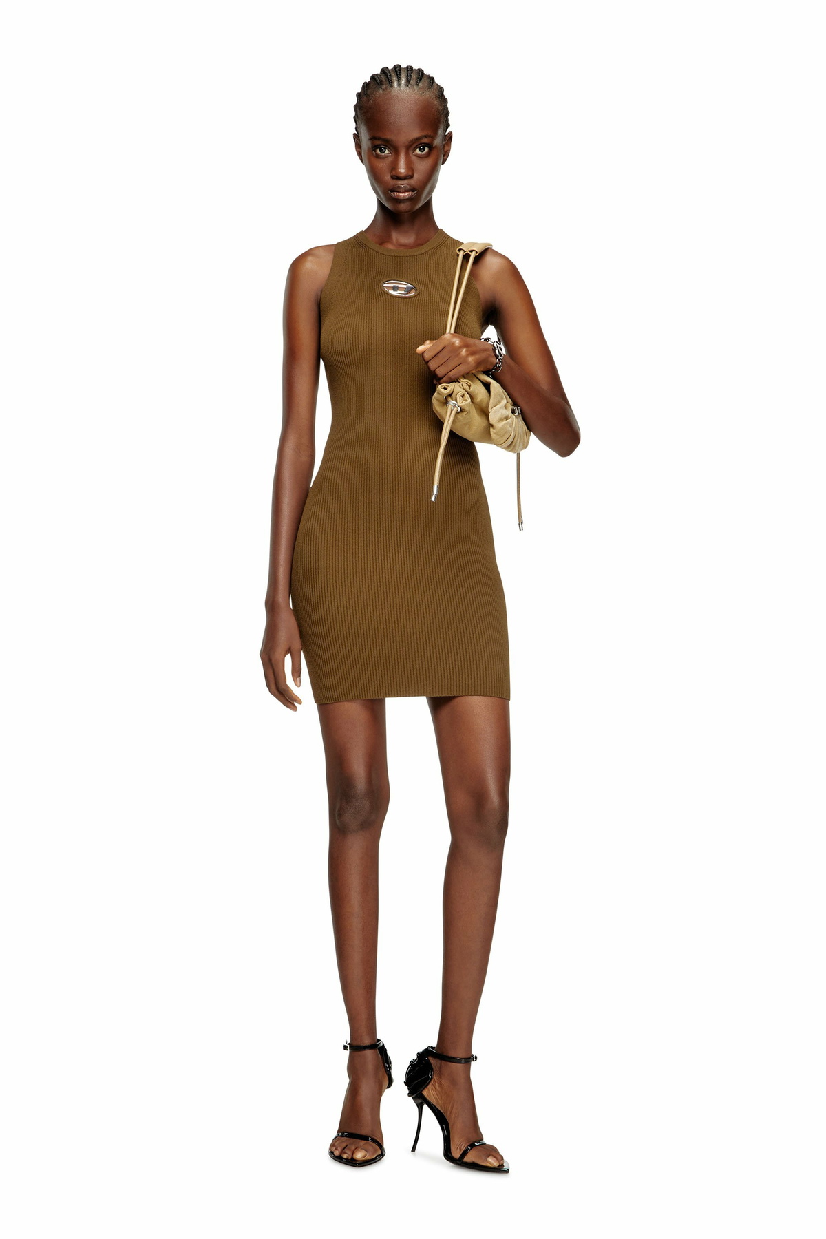 Diesel Ribbed knit sleeveless dress - Dresses Womens in Brown Diesel