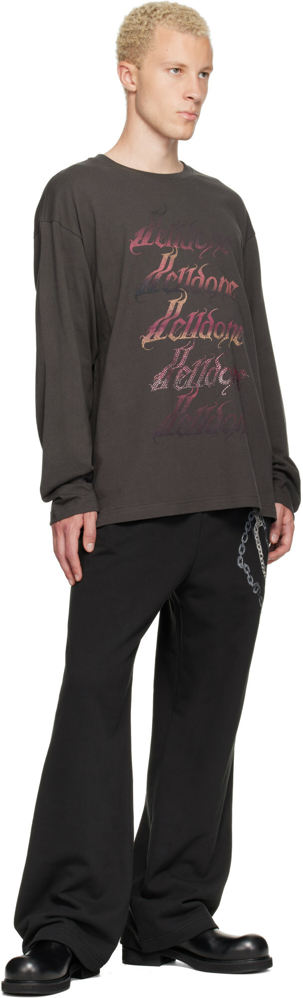 We11done Black Chain Embroidered Sweatpants