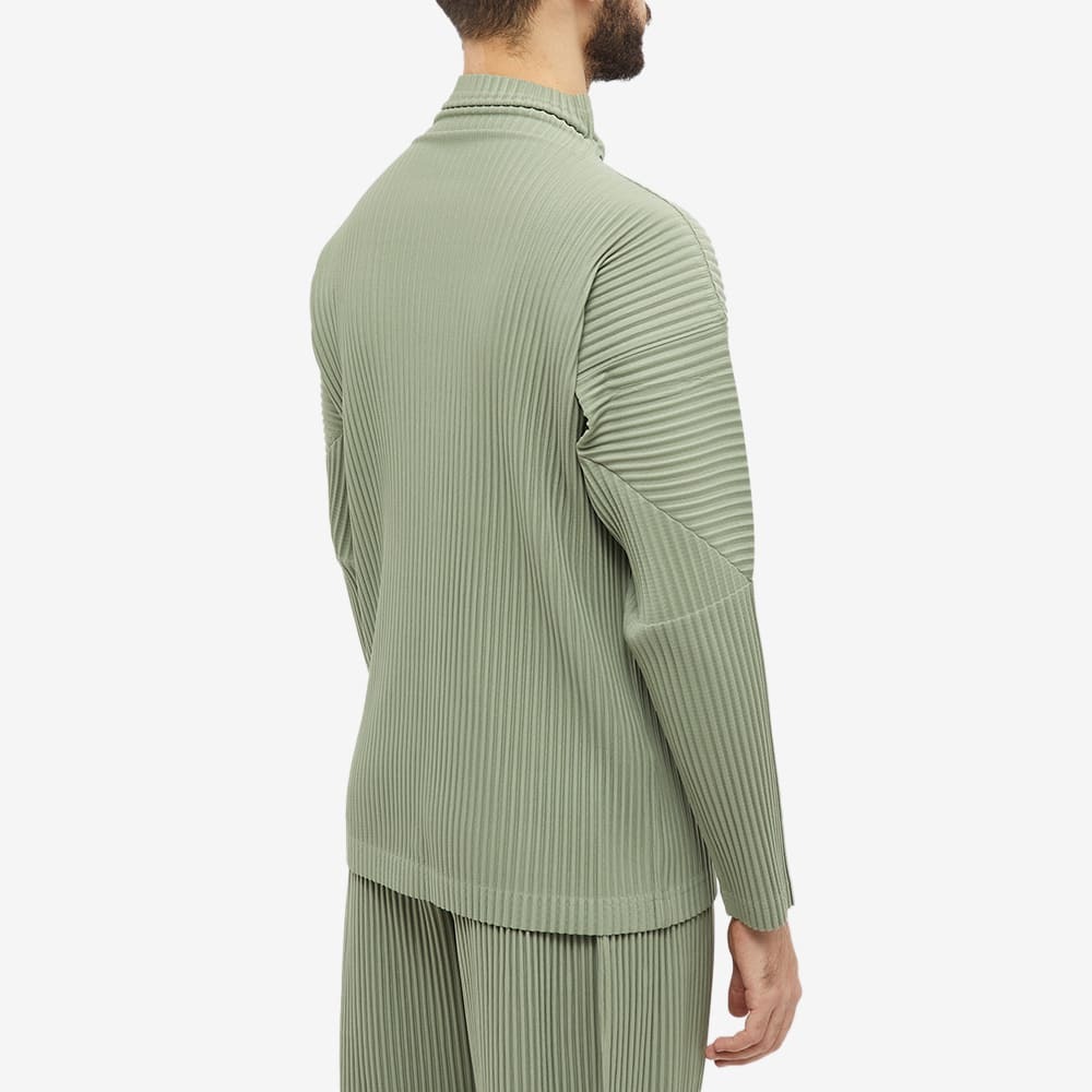 Homme Plissé Issey Miyake Men's Long Sleeve Pleated Roll Neck in Green Hued