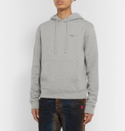 Off-White - Logo-Print Mélange Loopback Cotton-Jersey Hoodie - Gray
