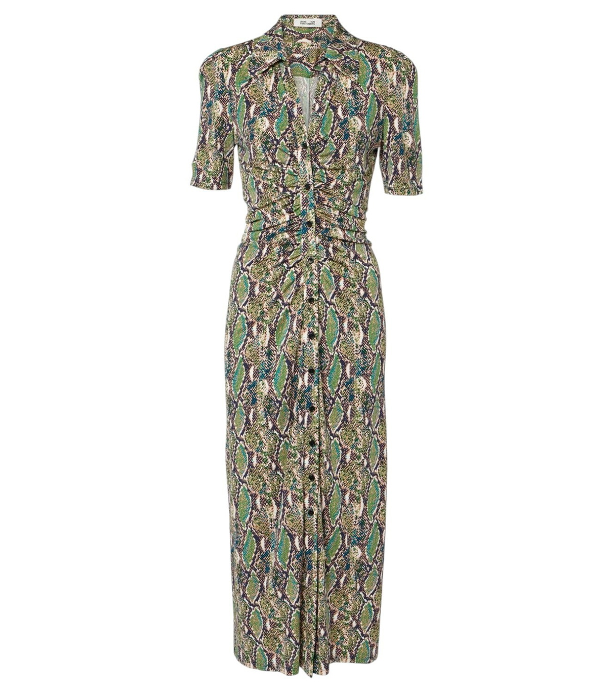 【Diane von Furstenberg】プリント fittedミディドレス DIANE VON FURSTENBERG Lester ruched printed stretch-mesh