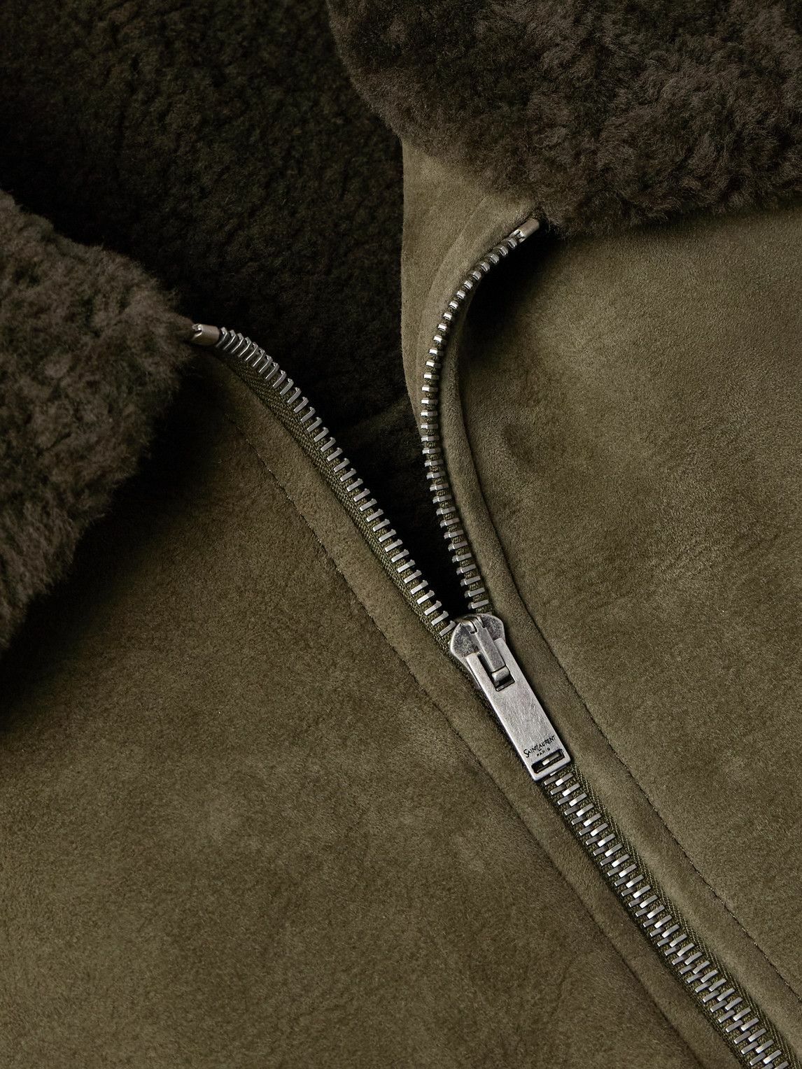 SAINT LAURENT - Shearling Blouson Jacket - Green