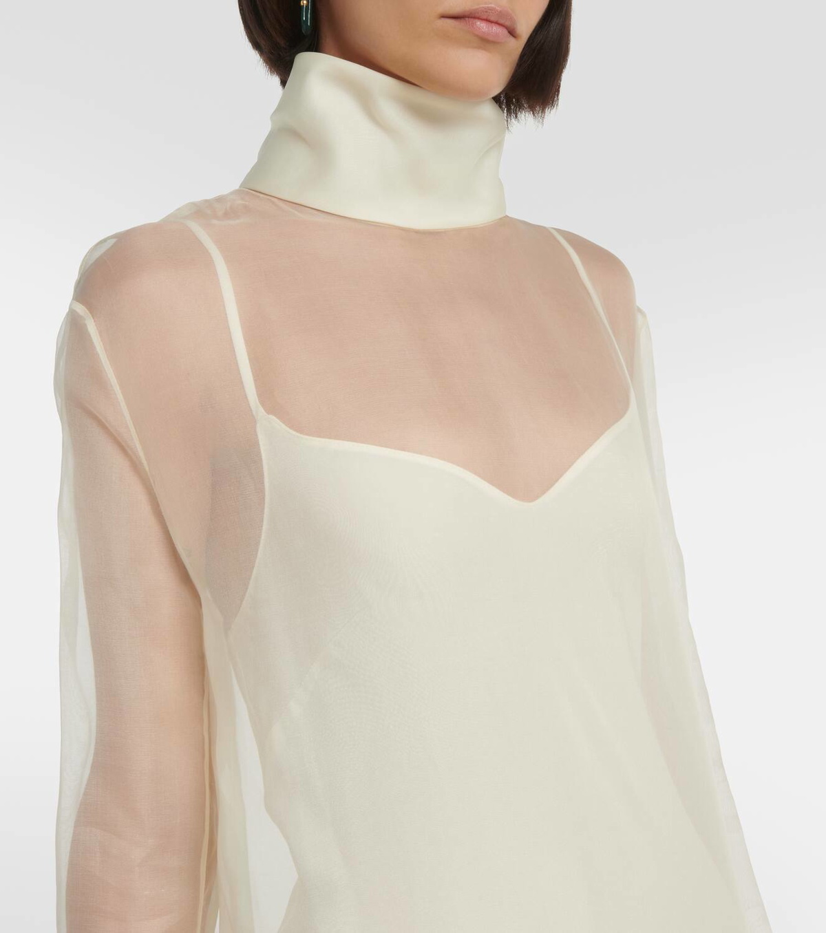 khaite organza dress KHAITE Bellamy Faille And Silk-organza Turtleneck Maxi Dress in White