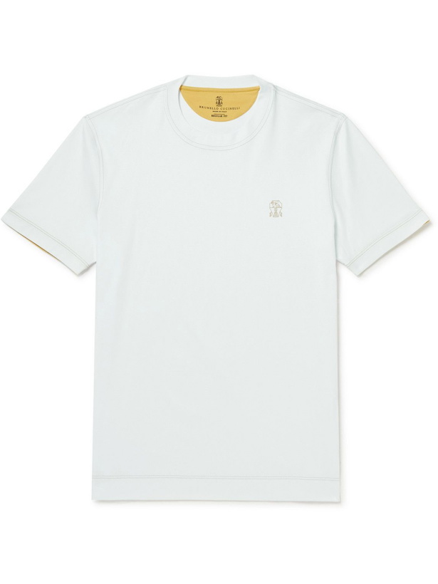 Photo: Brunello Cucinelli - Slim-Fit Logo-Print Cotton-Jersey T-Shirt - White