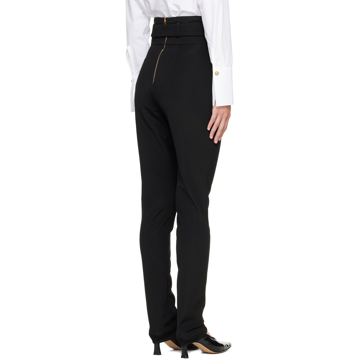 BALMAIN Black Stretch Belt Leggings