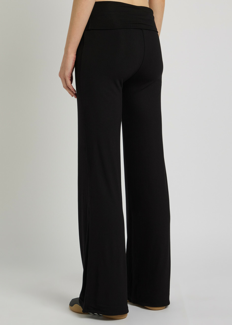 Tala Fold Over Flared-leg Stretch-modal Trousers Black