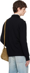 Valentino Black Knit Wool Logo Polo