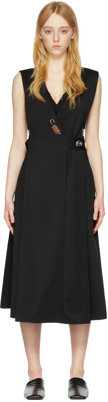 Proenza Schouler Black Wool Midi Dress Proenza Schouler