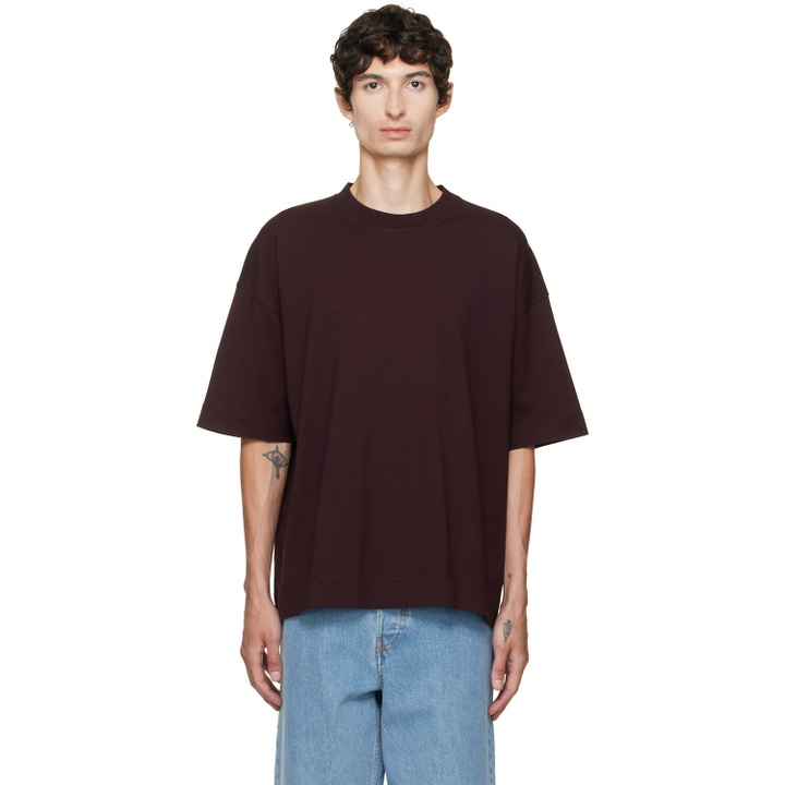 Photo: Dries Van Noten Burgundy Dropped Shoulder T-shirt