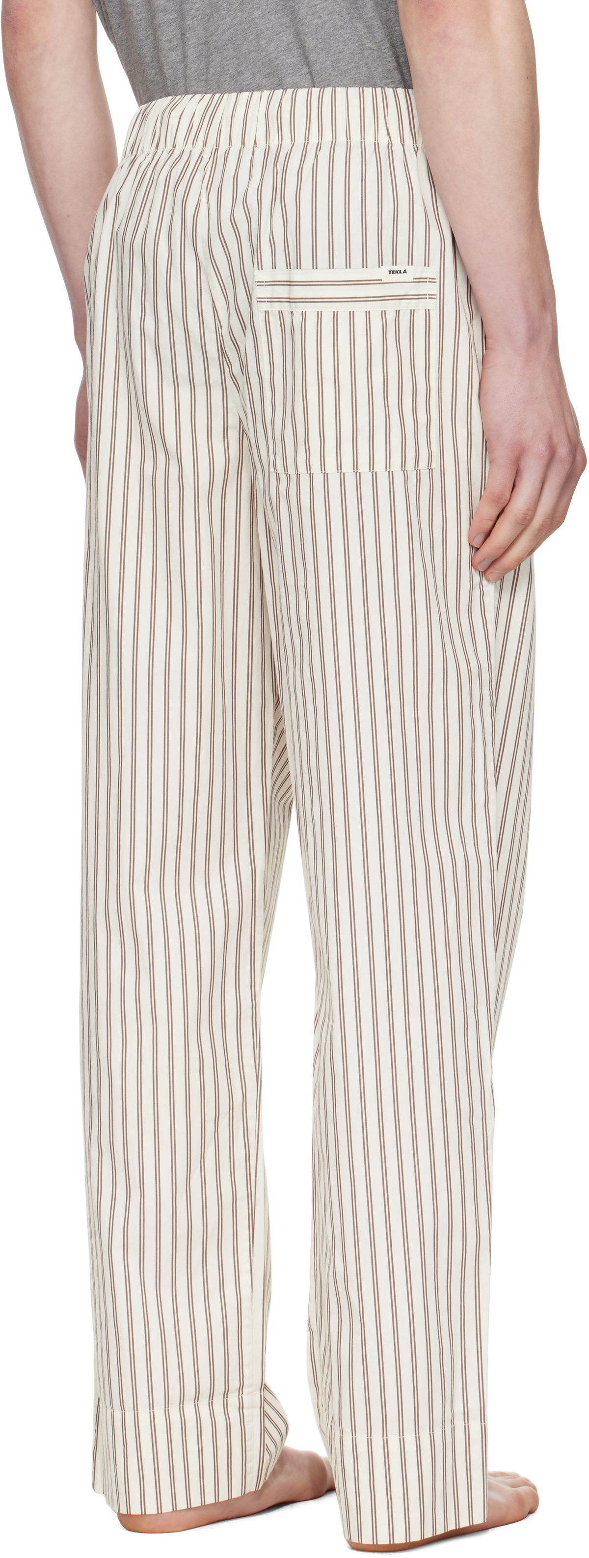 Tekla Brown & Off-White Poplin Pyjama Pants