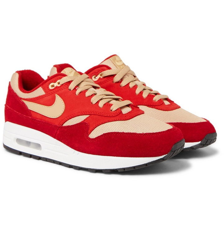 Photo: Nike - atmos Air Max 1 Premium Retro Suede, Nubuck and Mesh Sneakers - Men - Red