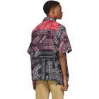 Palm Angels Red and Black Bandana Patchwork Bowling Shirt